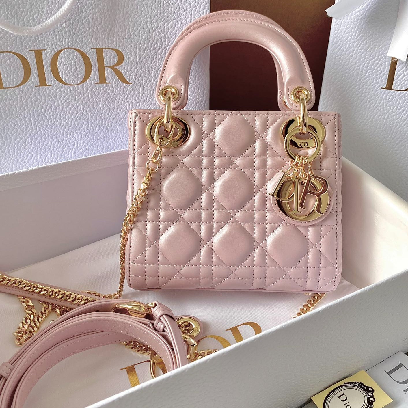 MINI LADY 17 MY ABC POWDER PINK LAMBSKIN