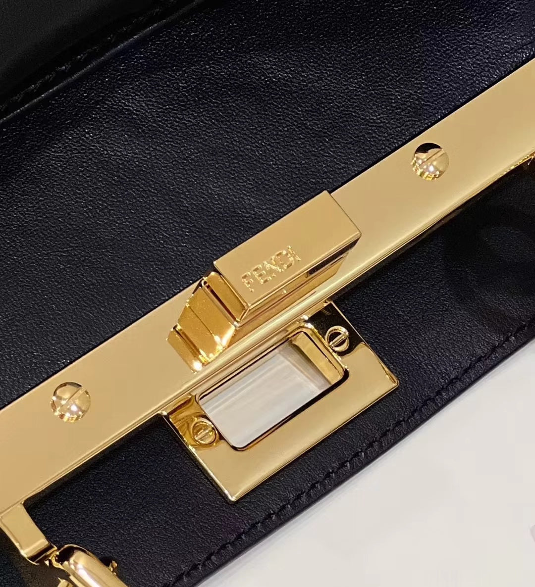 FENDI PEEKABOO MINI 23 BAG IN BLACK CALFSKIN WITH GOLD HARDWARE