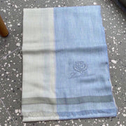LP Quadrata Rainbow Scarf 200 CM In White Mix Blue Cashmere Silk 670021