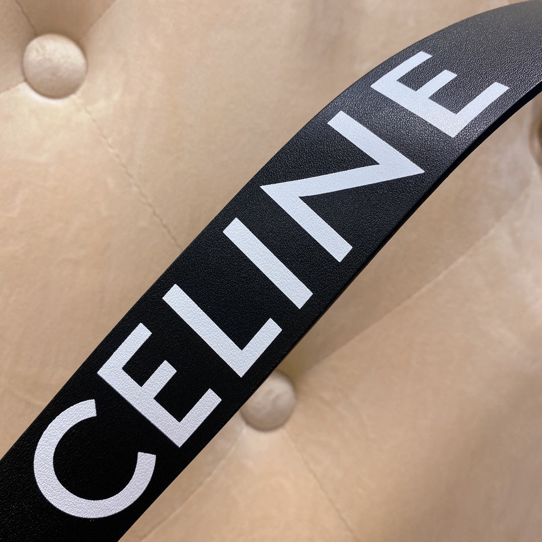 Celine 2026 Western Belt 40mm Black White Leather 195616