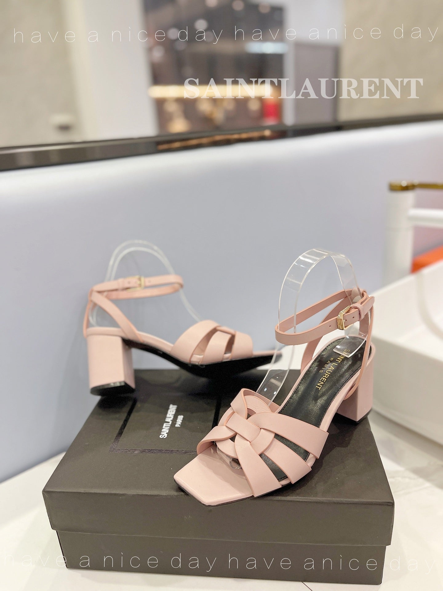 SL TRIBUTE SANDAL PASTEL PINK CALFSKIN