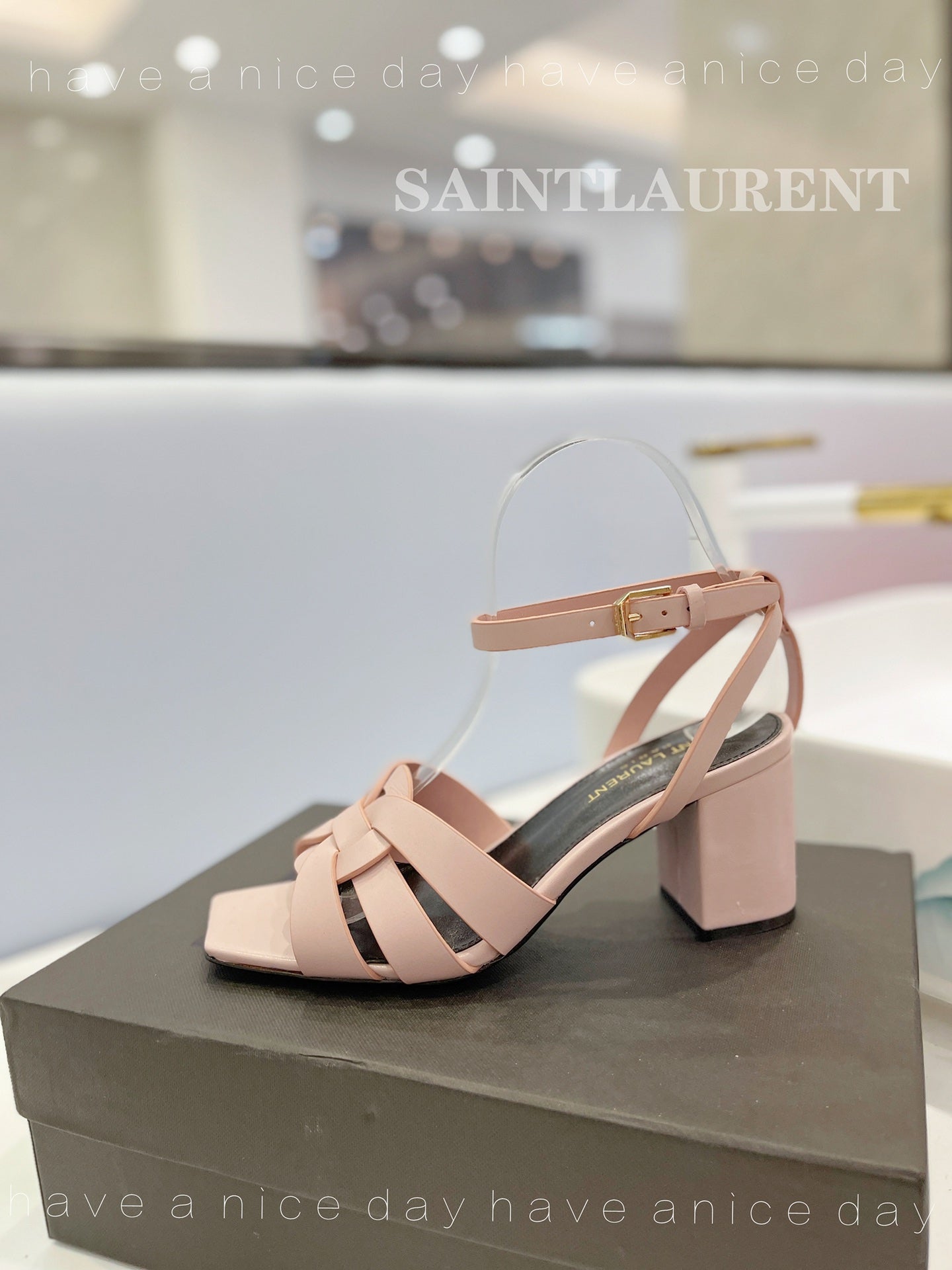 SL TRIBUTE SANDAL PASTEL PINK CALFSKIN