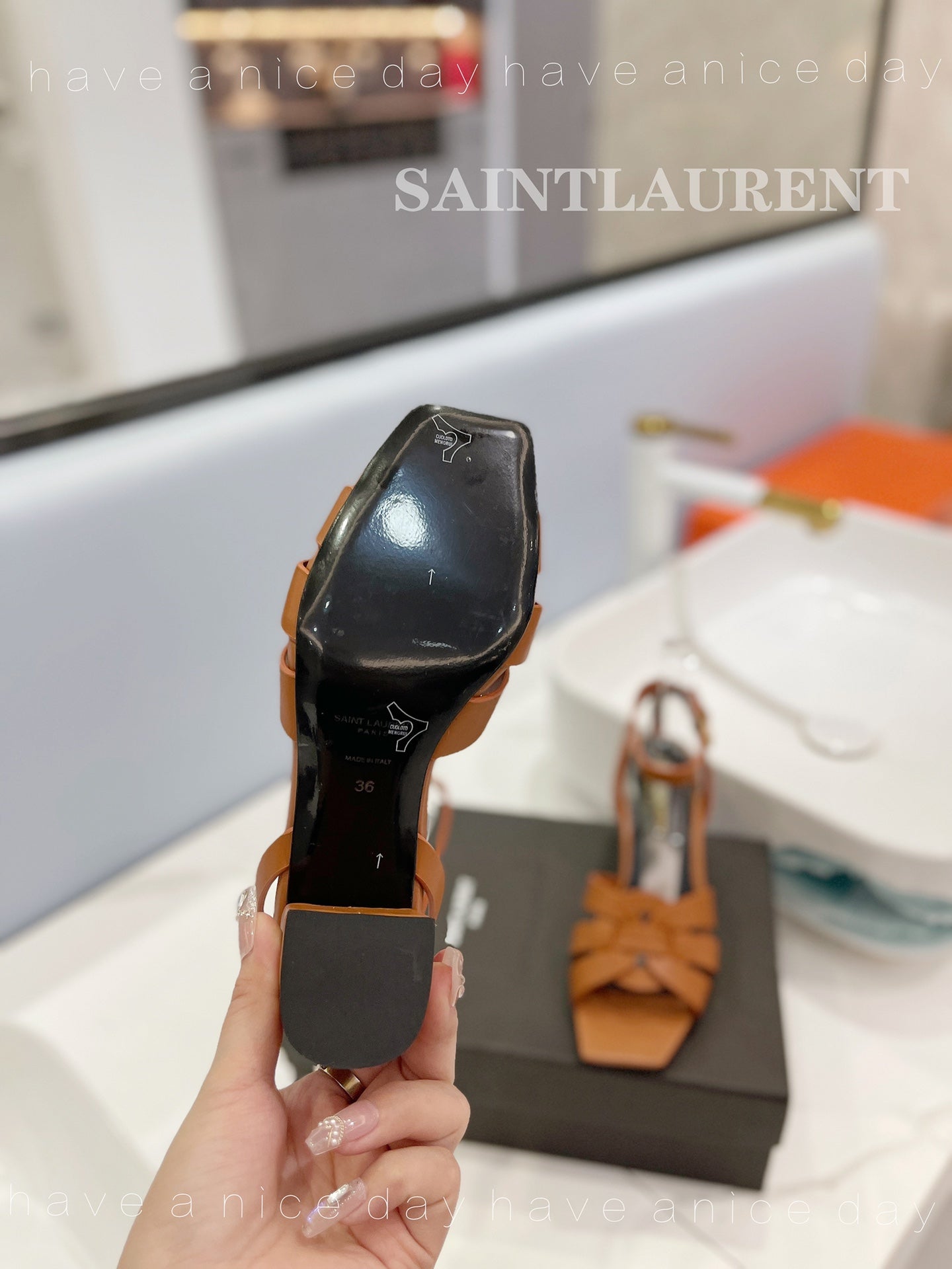 SL TRIBUTE SANDAL COPPER CALFSKIN