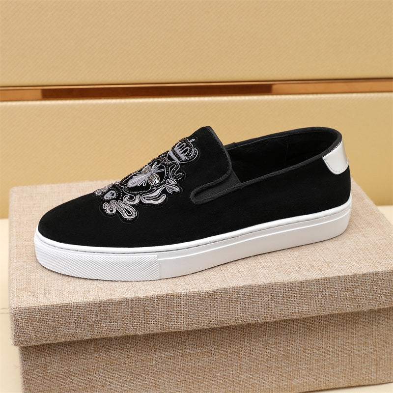 GG Men's Slip-on Loafers Black Suede 545715