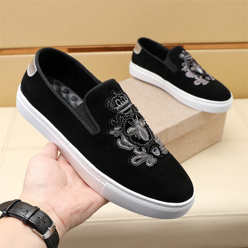 GG Men's Slip-on Loafers Black Suede 545715