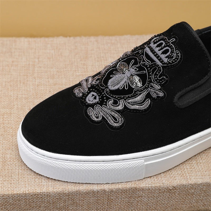 GG Men's Slip-on Loafers Black Suede 545715