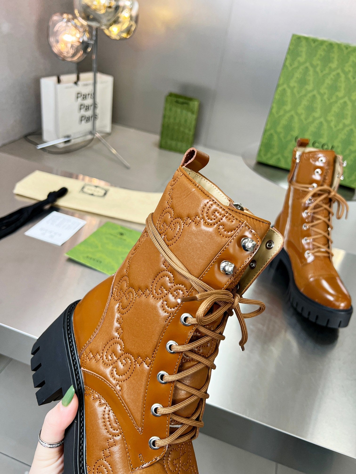 GG ankle boots camel black cowhide 397799