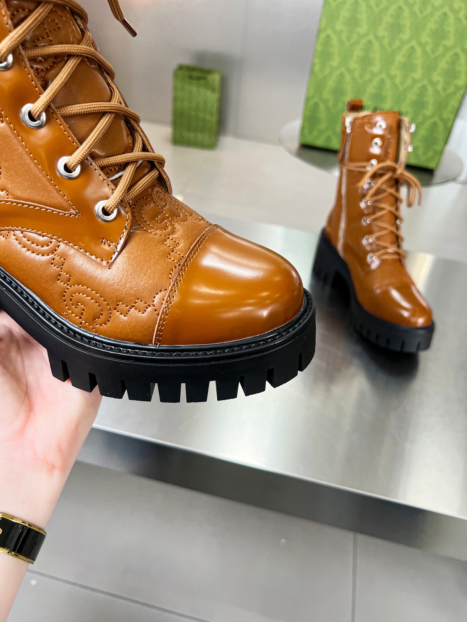 GG ankle boots camel black cowhide 397799