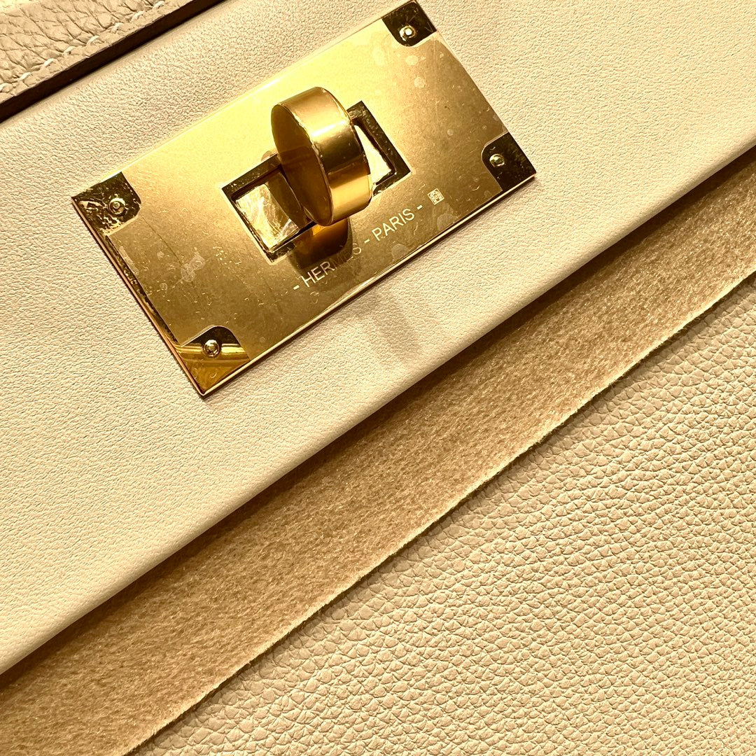 HM 24/24 Bag Milkshake White Leather Gold Hardware
