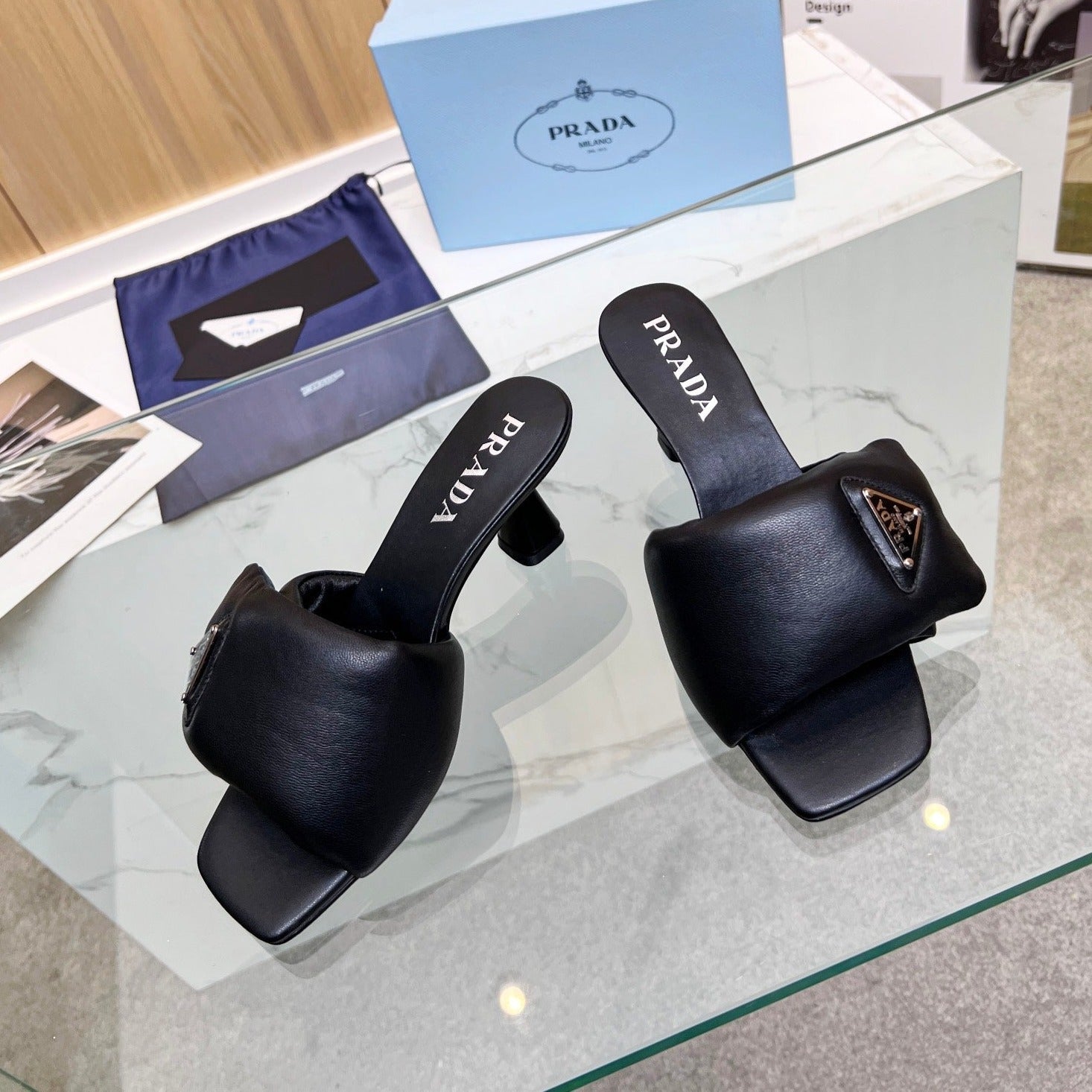PRA SOFT PADDED NAPPA SANDALS 60 BLACK LAMBSKIN