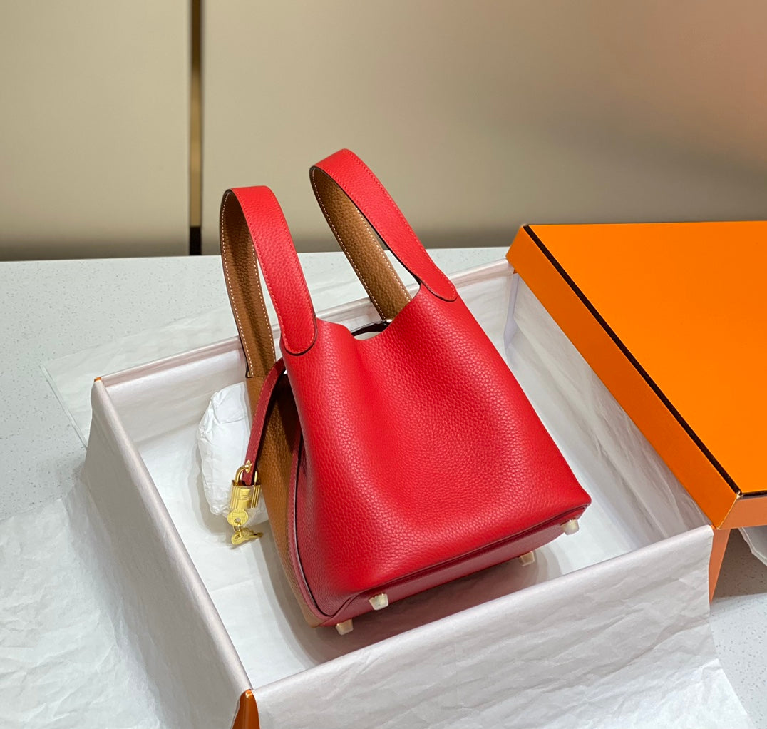 picotin lock 18 red brown togo shw