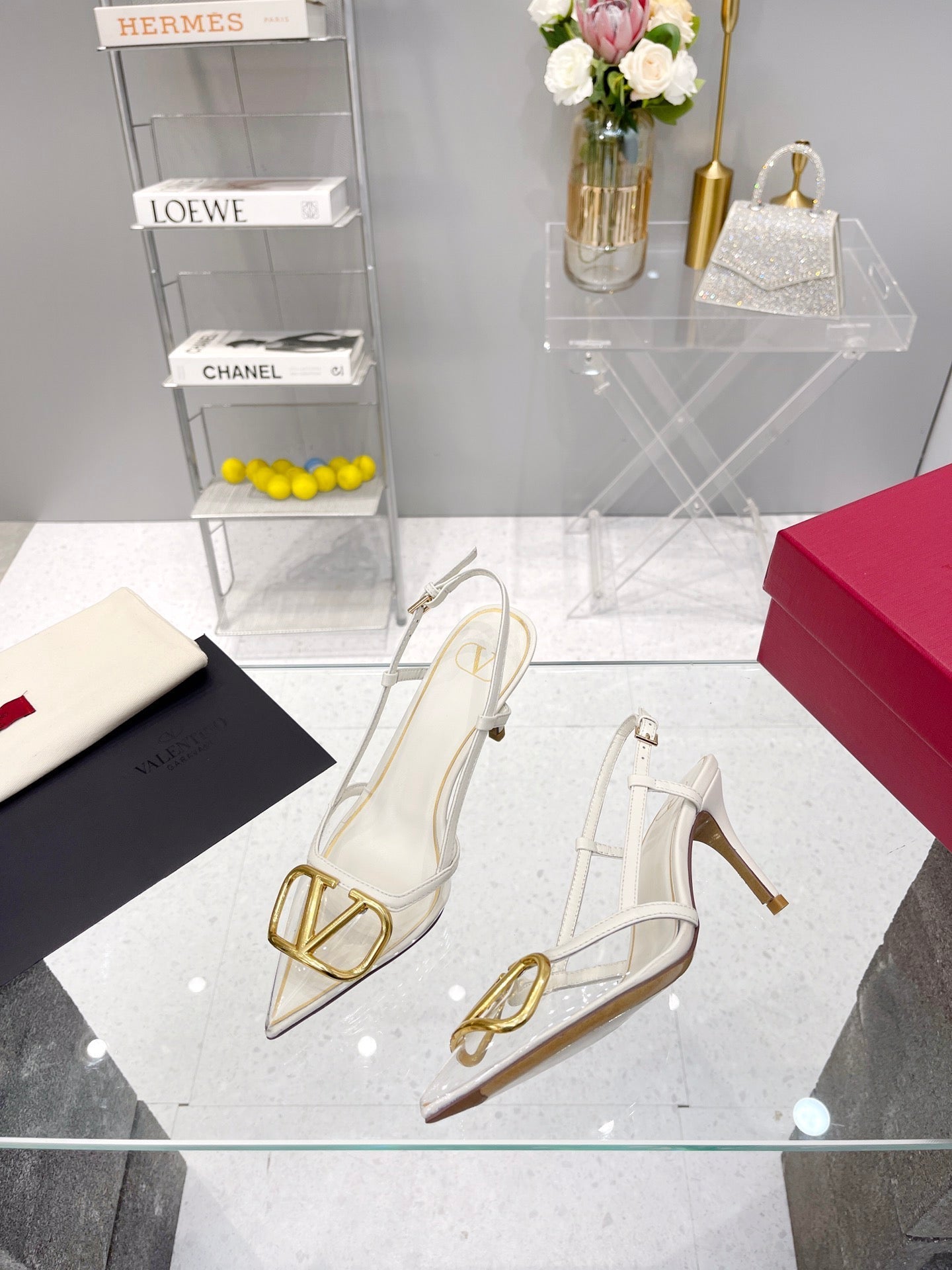 VT Vlogo Slingback White PVC Sheepskin 342415