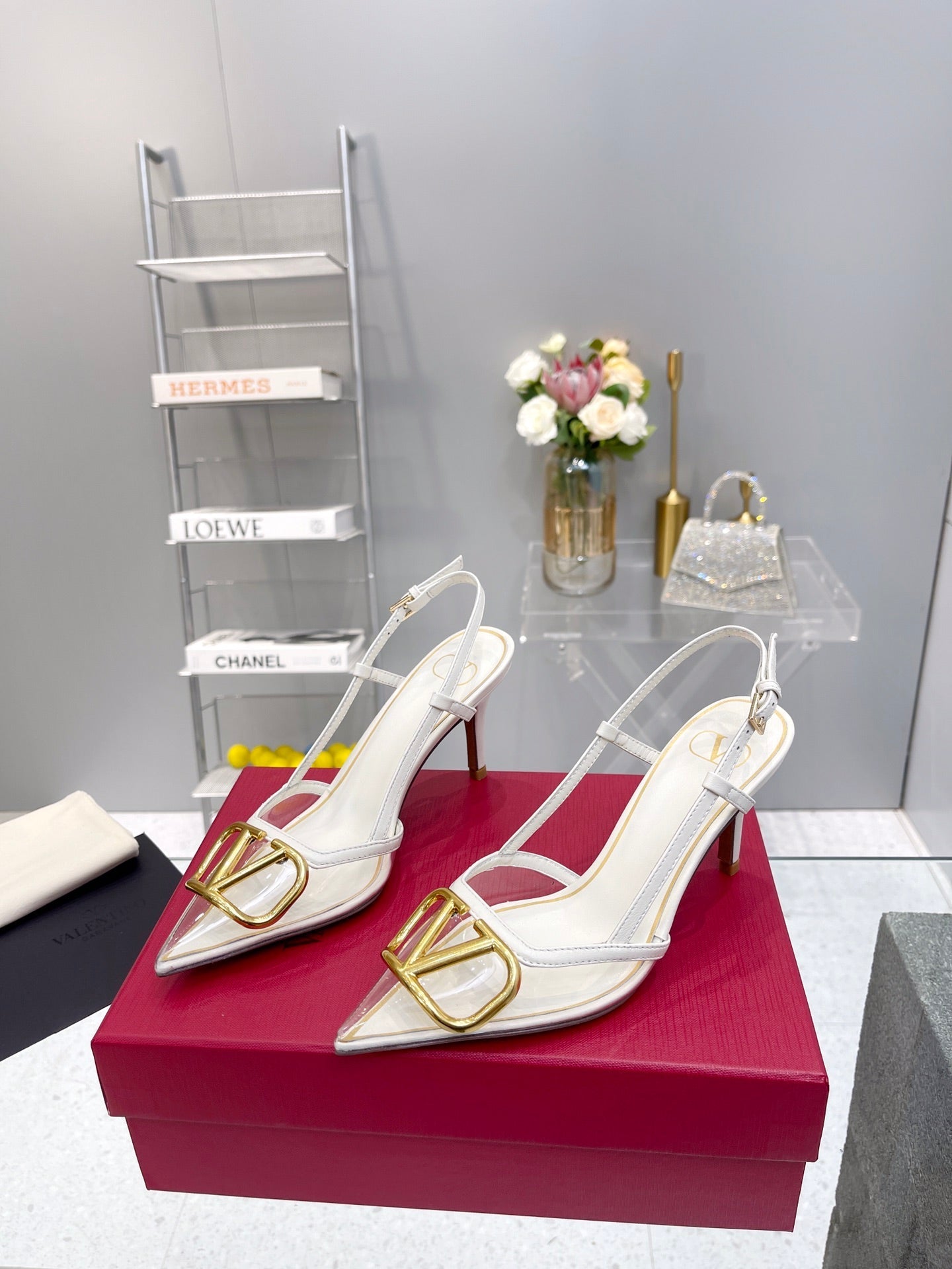 VT Vlogo Slingback White PVC Sheepskin 342415