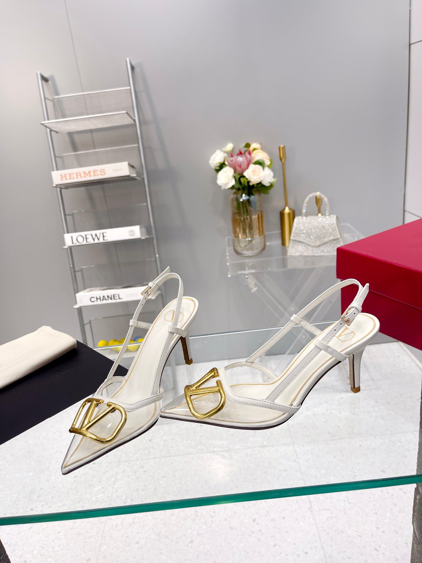 VT Vlogo Slingback White PVC Sheepskin 342415