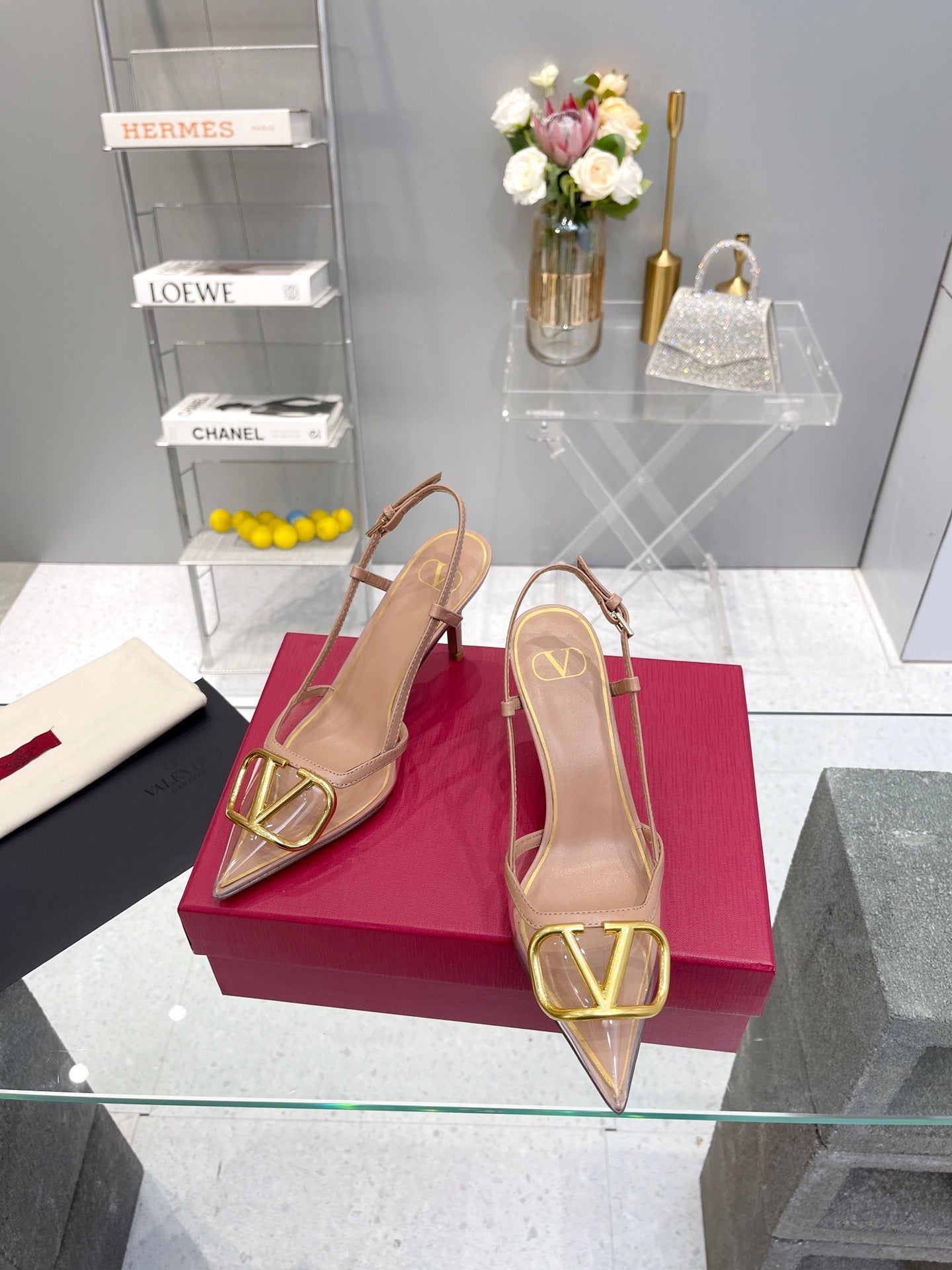VT Vlogo Slingback Nude PVC Sheepskin