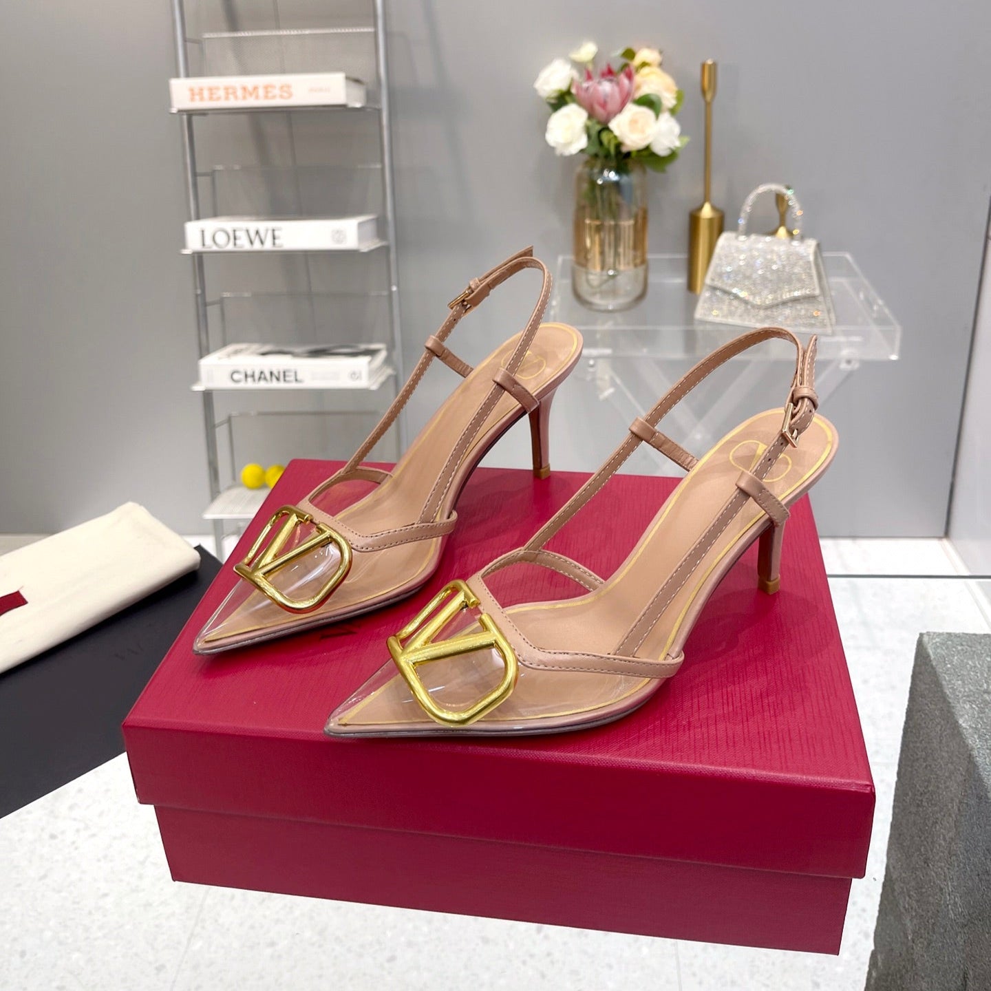 VT Vlogo Slingback Nude PVC Sheepskin