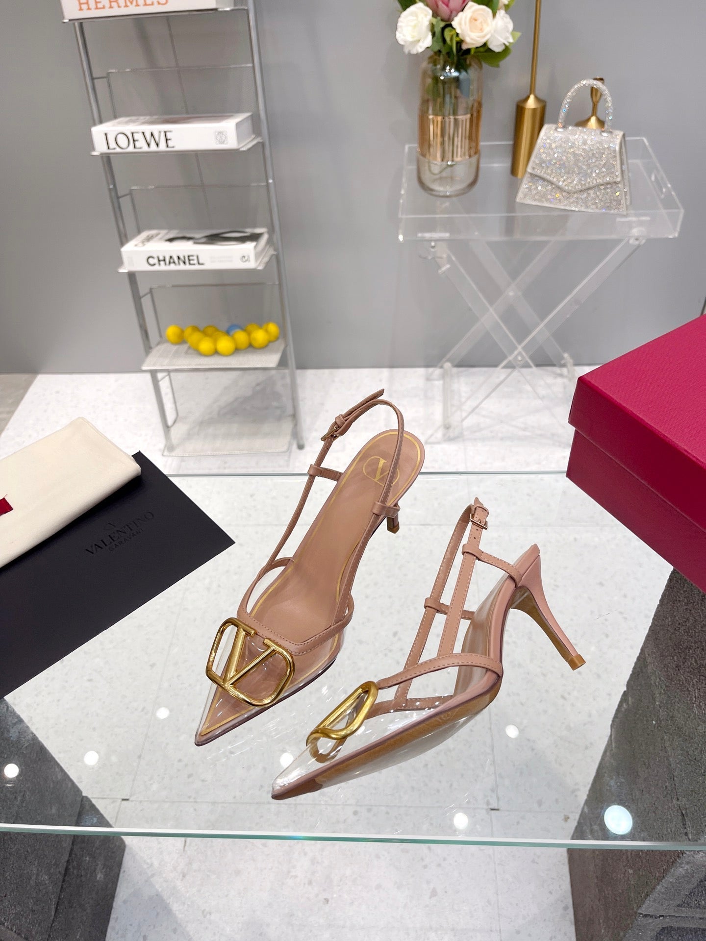 VT Vlogo Slingback Nude PVC Sheepskin