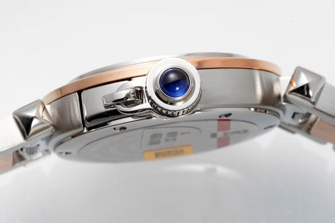 pasha 30mm quartz pink gold steel white dial