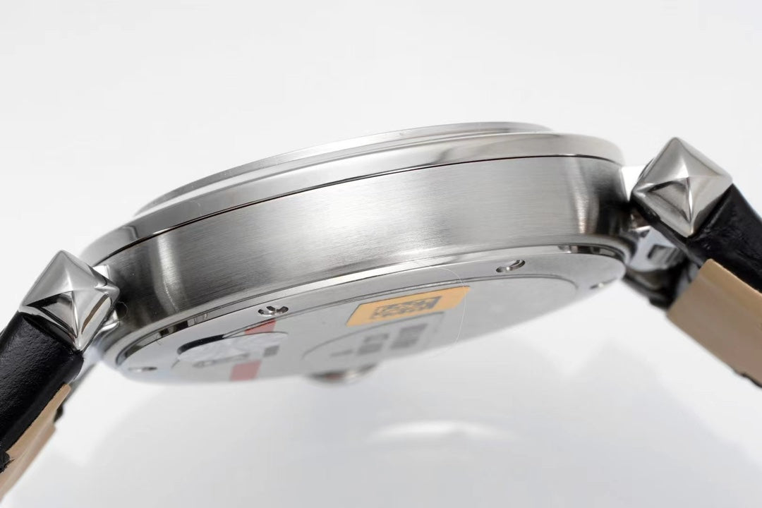 pasha 30mm quartz stainless steel white dial black leather