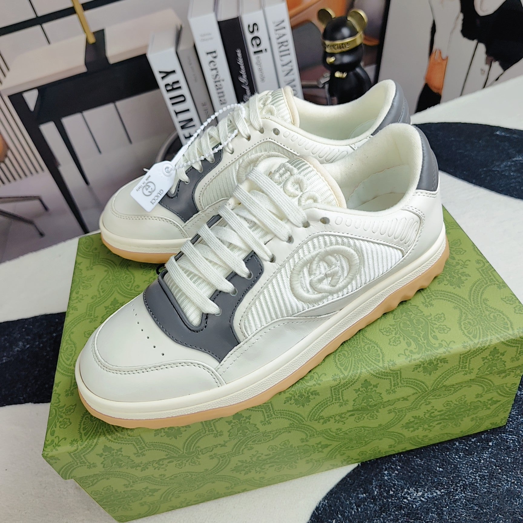 GG Men's MAC80 Sneaker White Grey Cowhide 523624