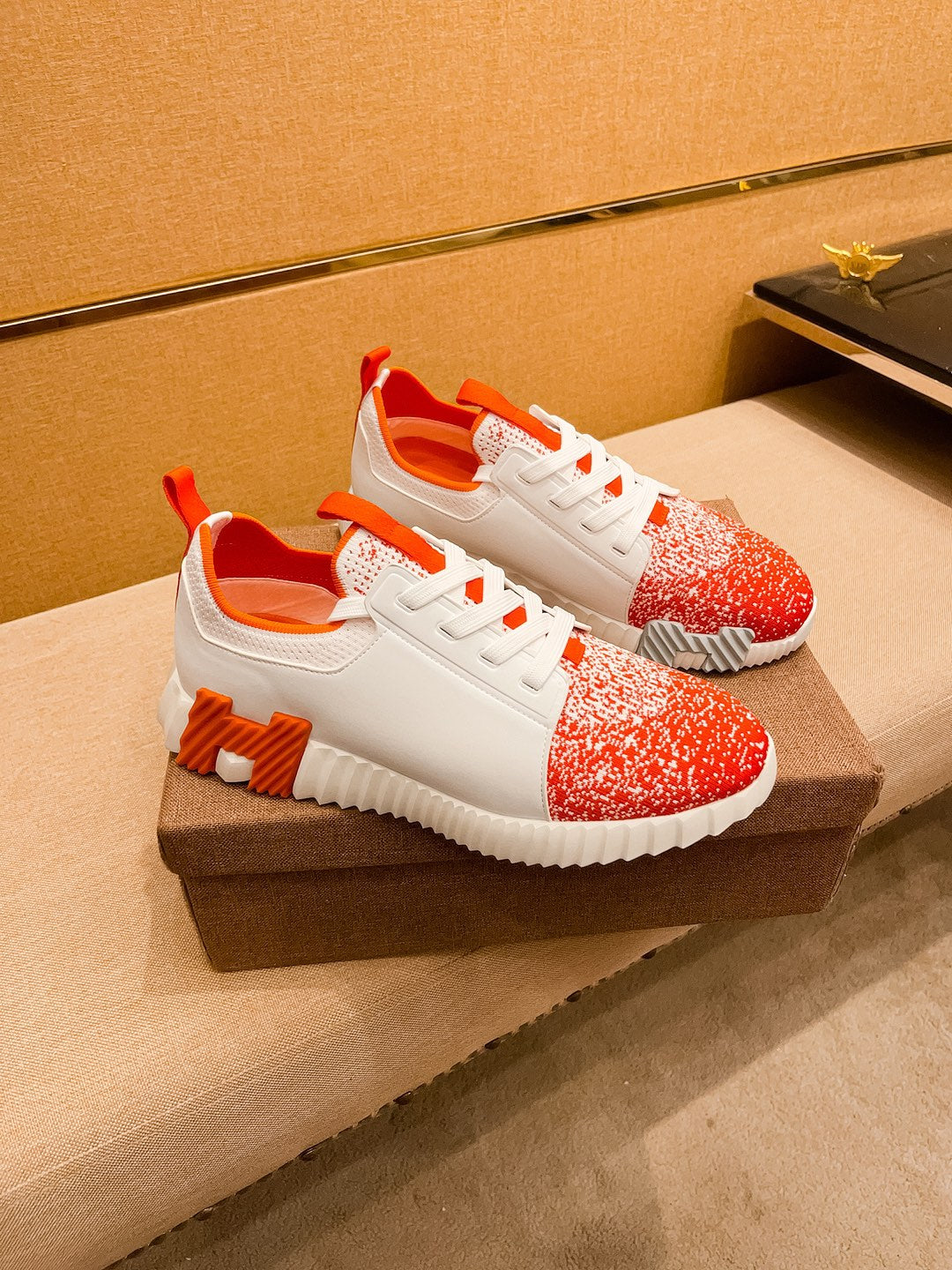 HM Men's Depart Slip-on Sneaker Black Red Cowhide 920357