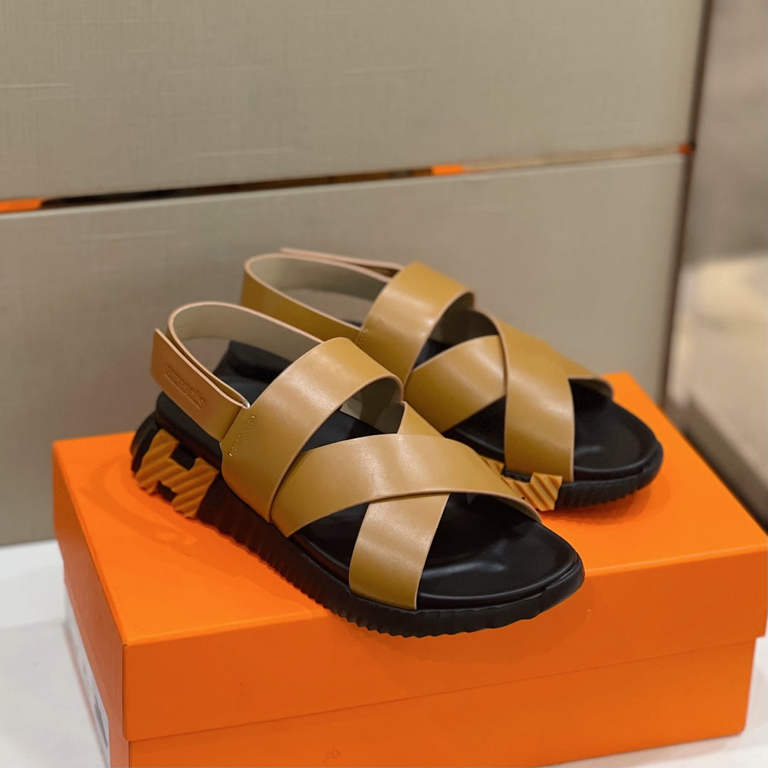 HM ELECTRIC SANDAL TAWNY CALFSKIN