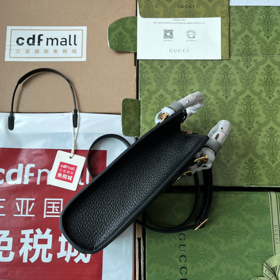 Gucci Diana Bamboo Mini Tote Bag Black Lambskin 240108