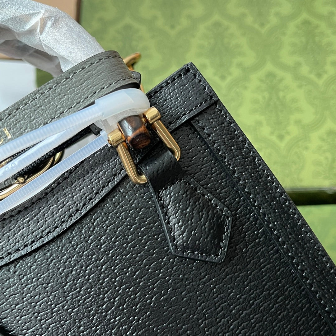 Gucci Diana Bamboo Mini Tote Bag Black Lambskin 240108