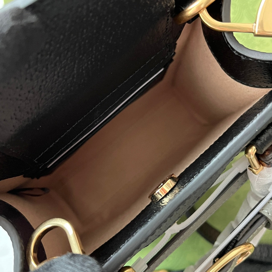 Gucci Diana Bamboo Mini Tote Bag Black Lambskin 240108