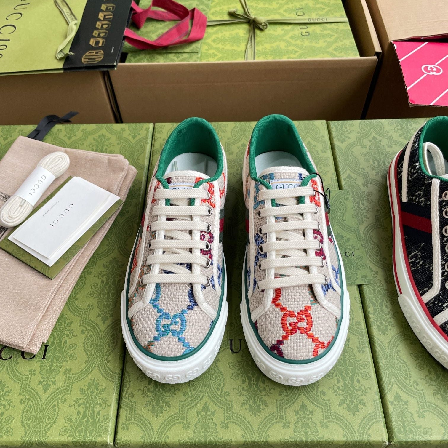 GG 26 Platform Sneaker Light Beige Multicolor Monogram Canvas 632830