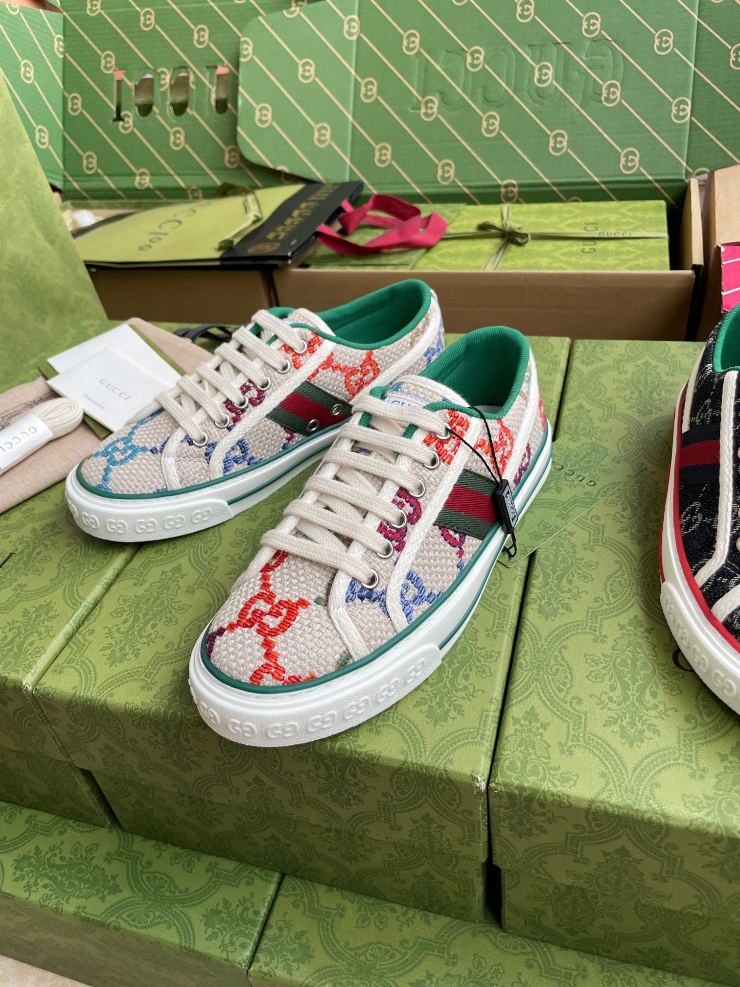 GG 26 Platform Sneaker Light Beige Multicolor Monogram Canvas 632830