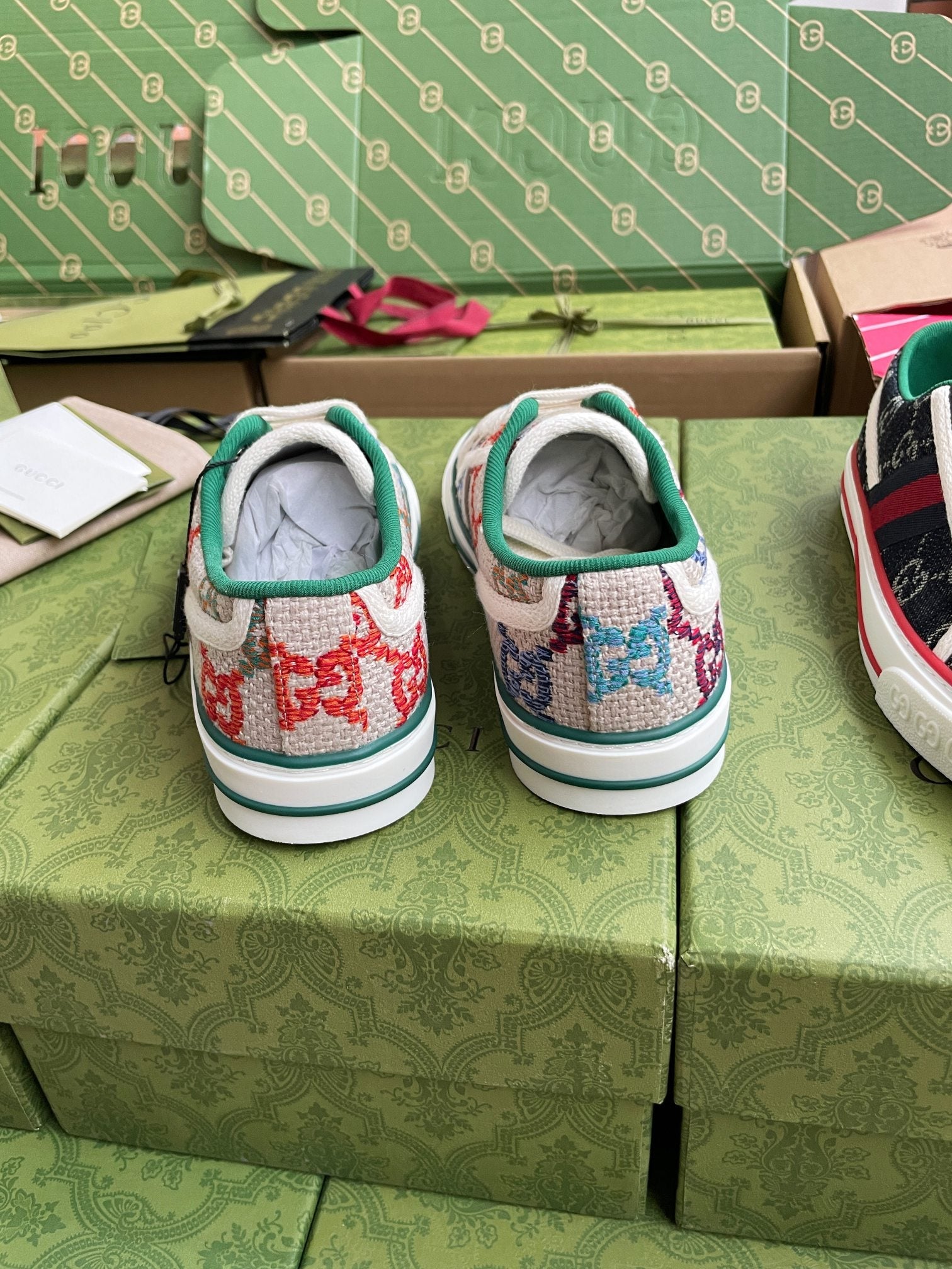 GG 26 Platform Sneaker Light Beige Multicolor Monogram Canvas 632830