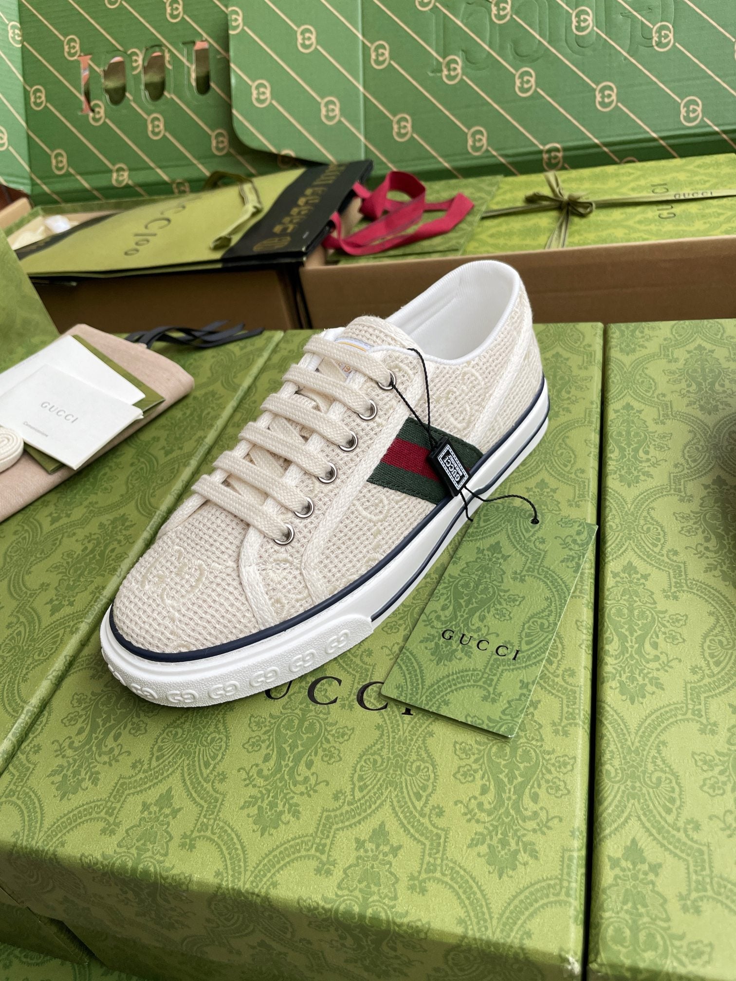 GG 26 Platform Sneaker Light Beige Monogram Canvas 632832