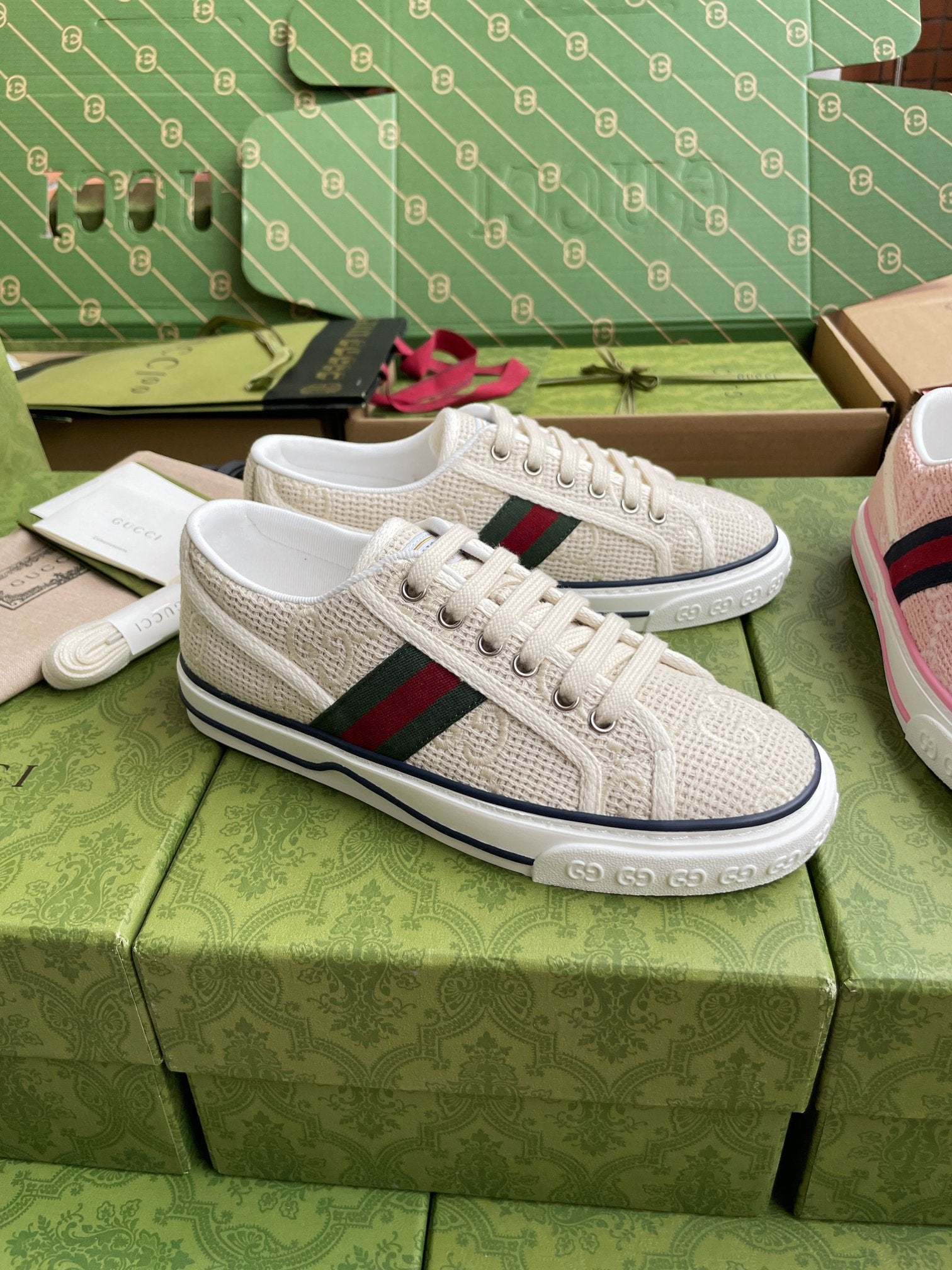 GG 26 Platform Sneaker Light Beige Monogram Canvas 632832