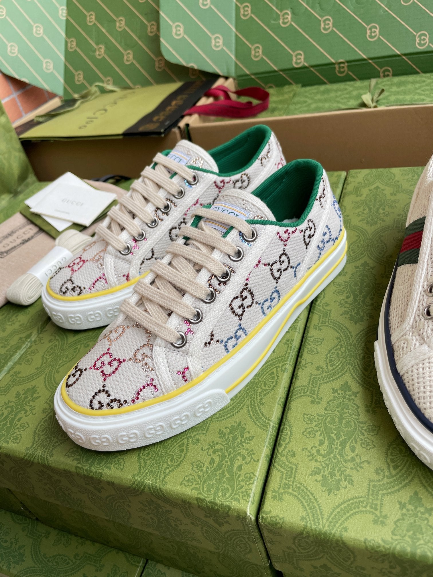 GG 26 Platform Sneaker Beige Multicolor Monogram Canvas 632833