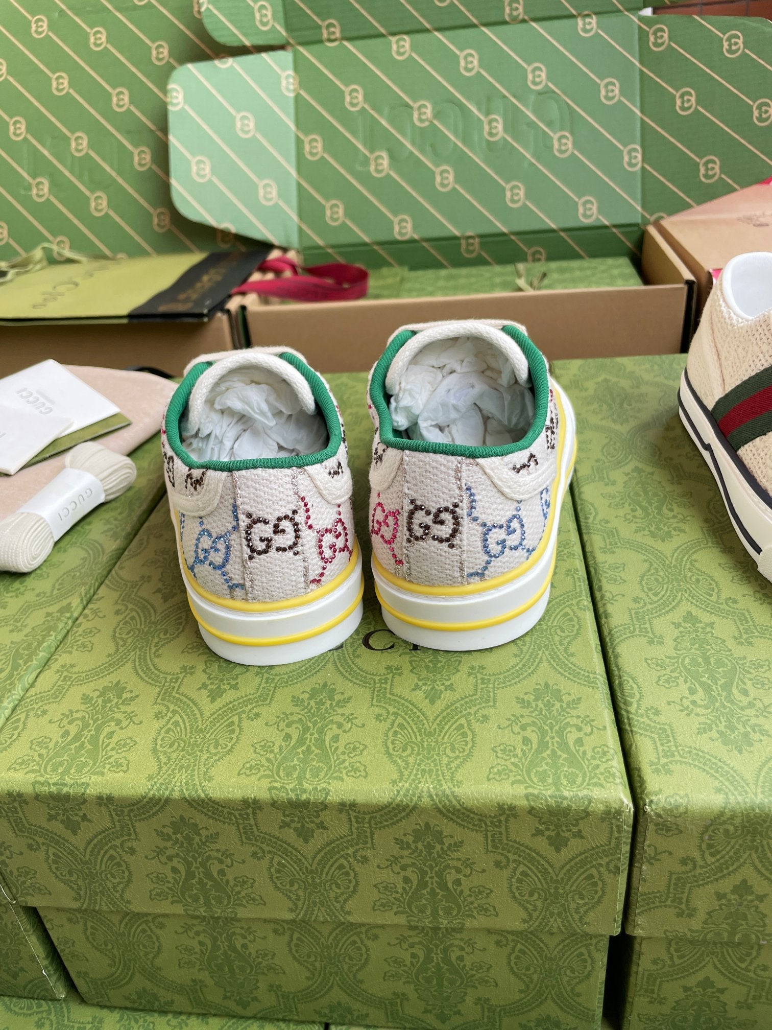 GG 26 Platform Sneaker Beige Multicolor Monogram Canvas 632833