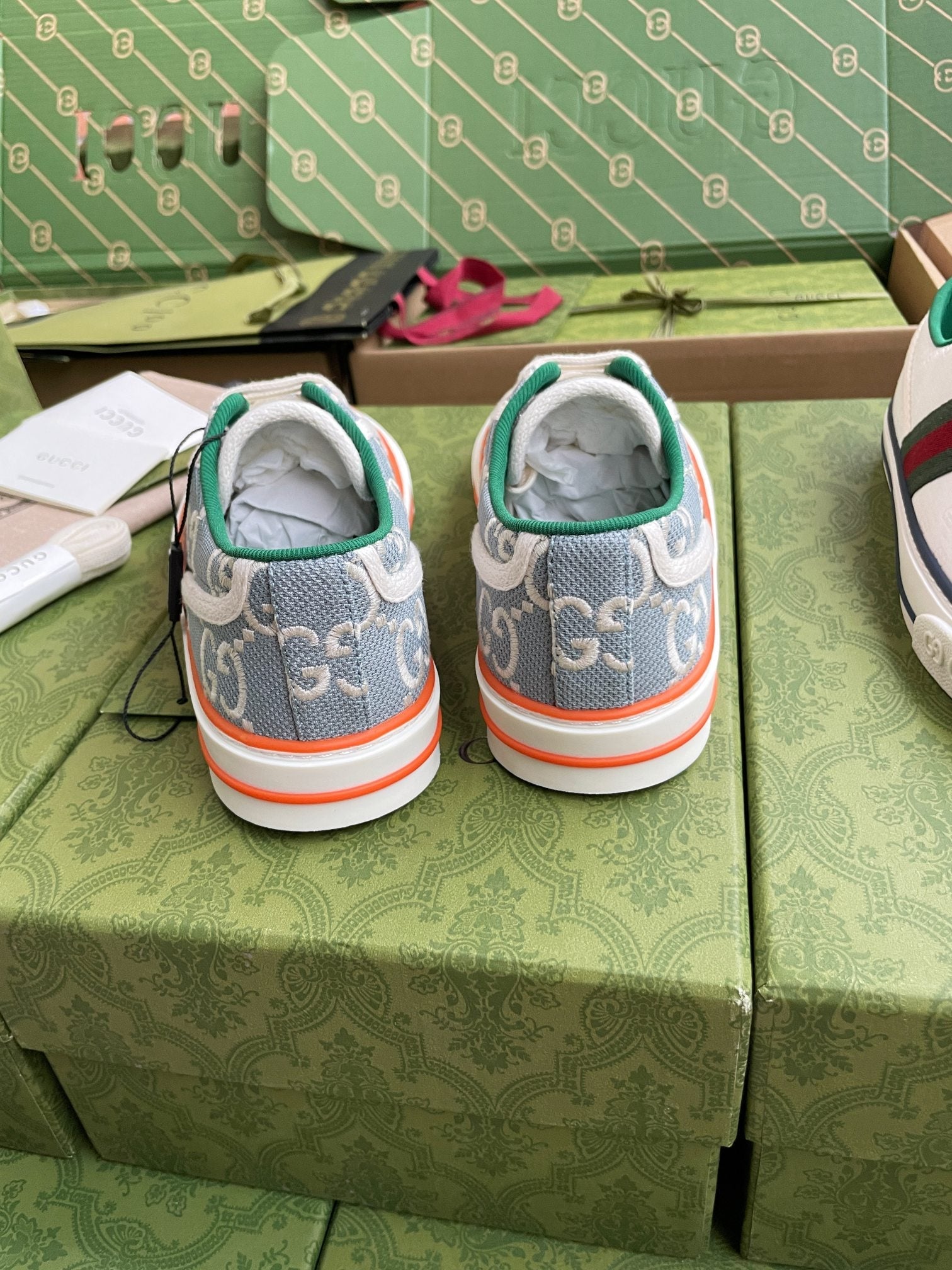 GG 26 Platform Sneaker Light Blue White Monogram Canvas 632831