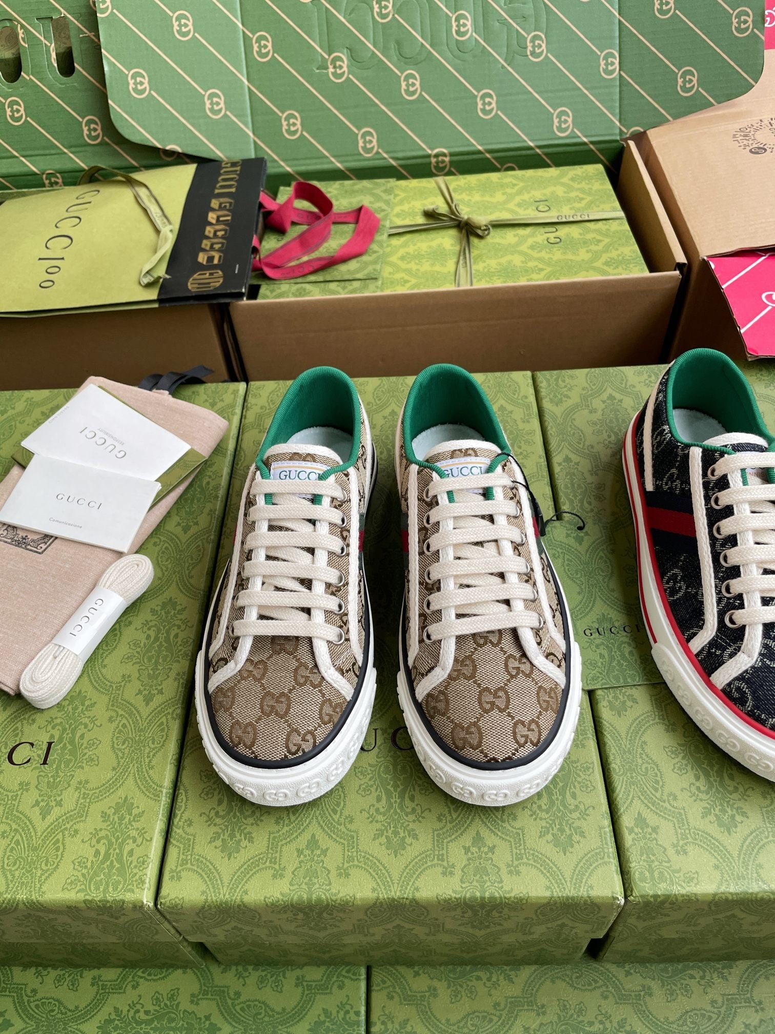 GG 26 Platform Sneaker Beige Brown Monogram Canvas 632834