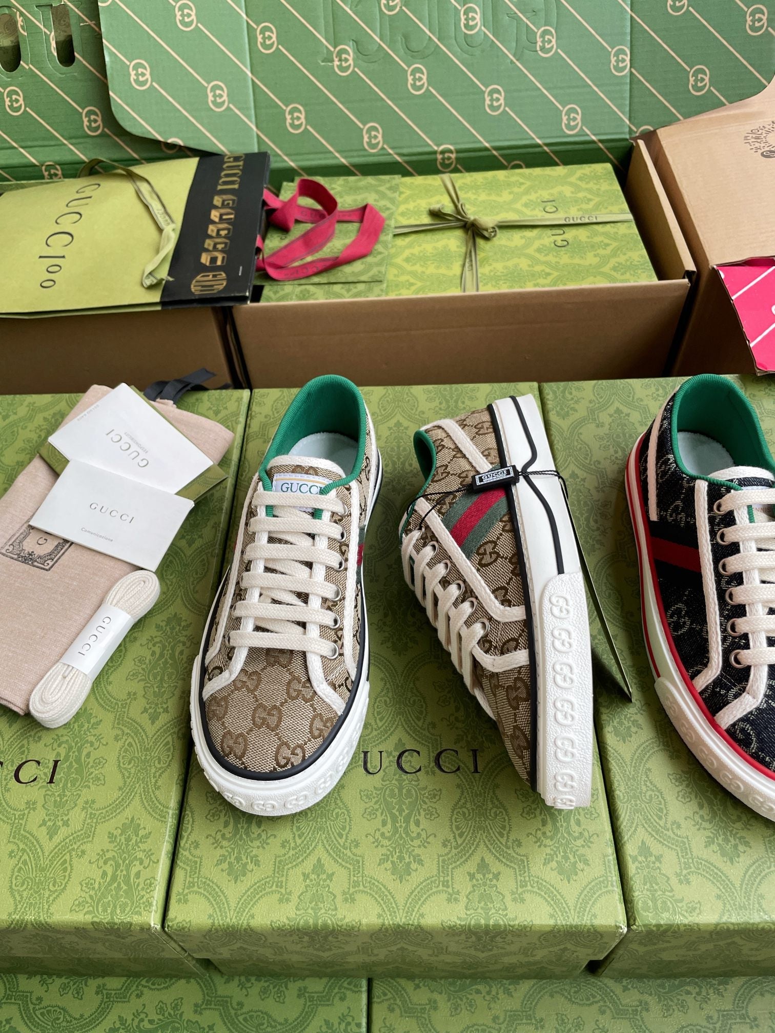 GG 26 Platform Sneaker Beige Brown Monogram Canvas 632834