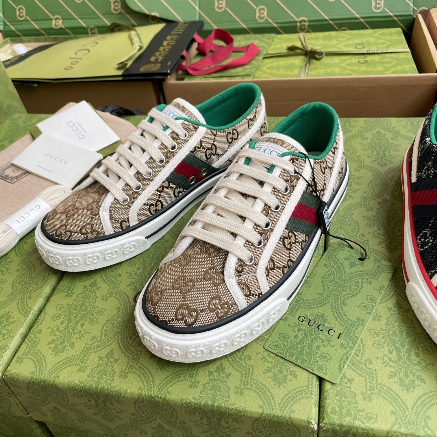GG 26 Platform Sneaker Beige Brown Monogram Canvas 632834