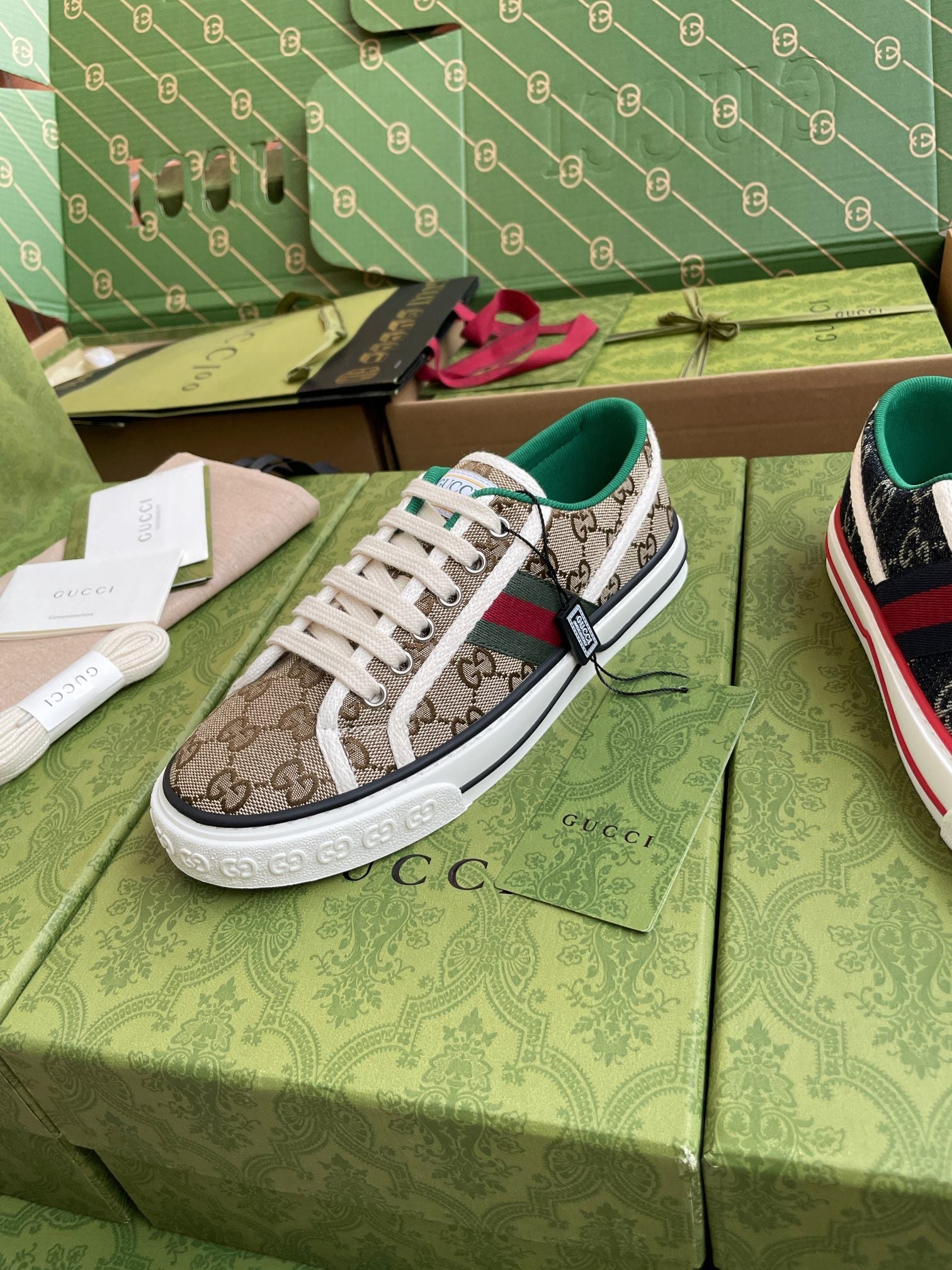 GG 26 Platform Sneaker Beige Brown Monogram Canvas 632834