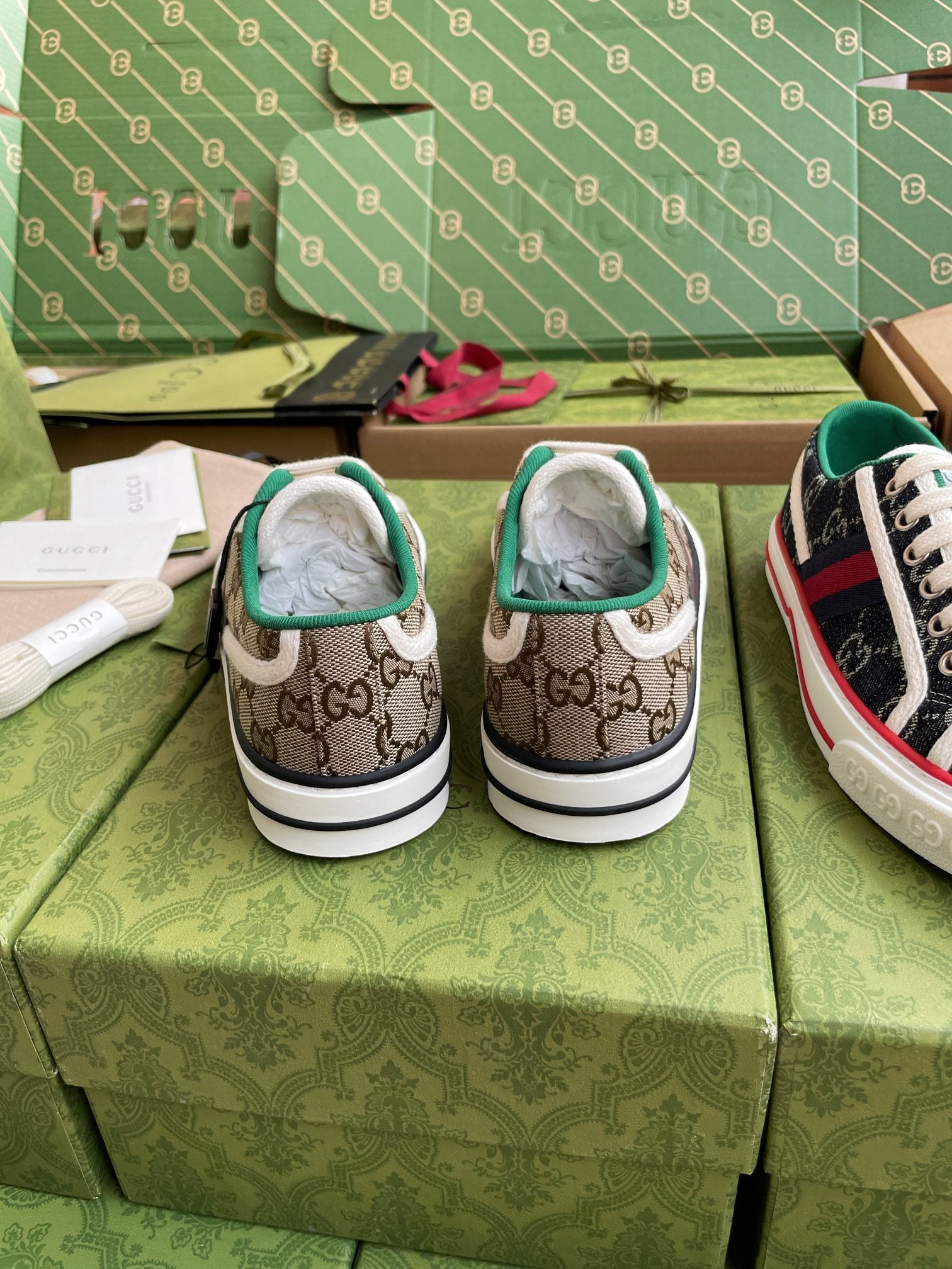 GG 26 Platform Sneaker Beige Brown Monogram Canvas 632834