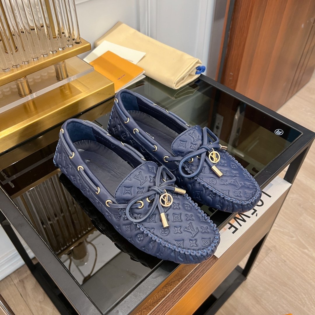 LV GLORIA FLAT LOAFER LOGO STAMPING DARK BLUE