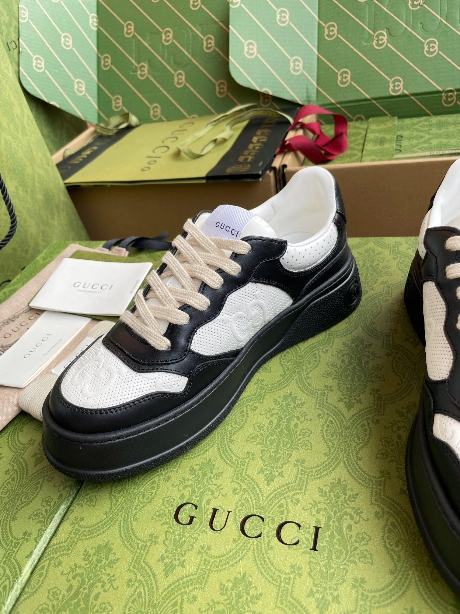 GG 26 Sneaker Black White Canvas Calfskin 632888