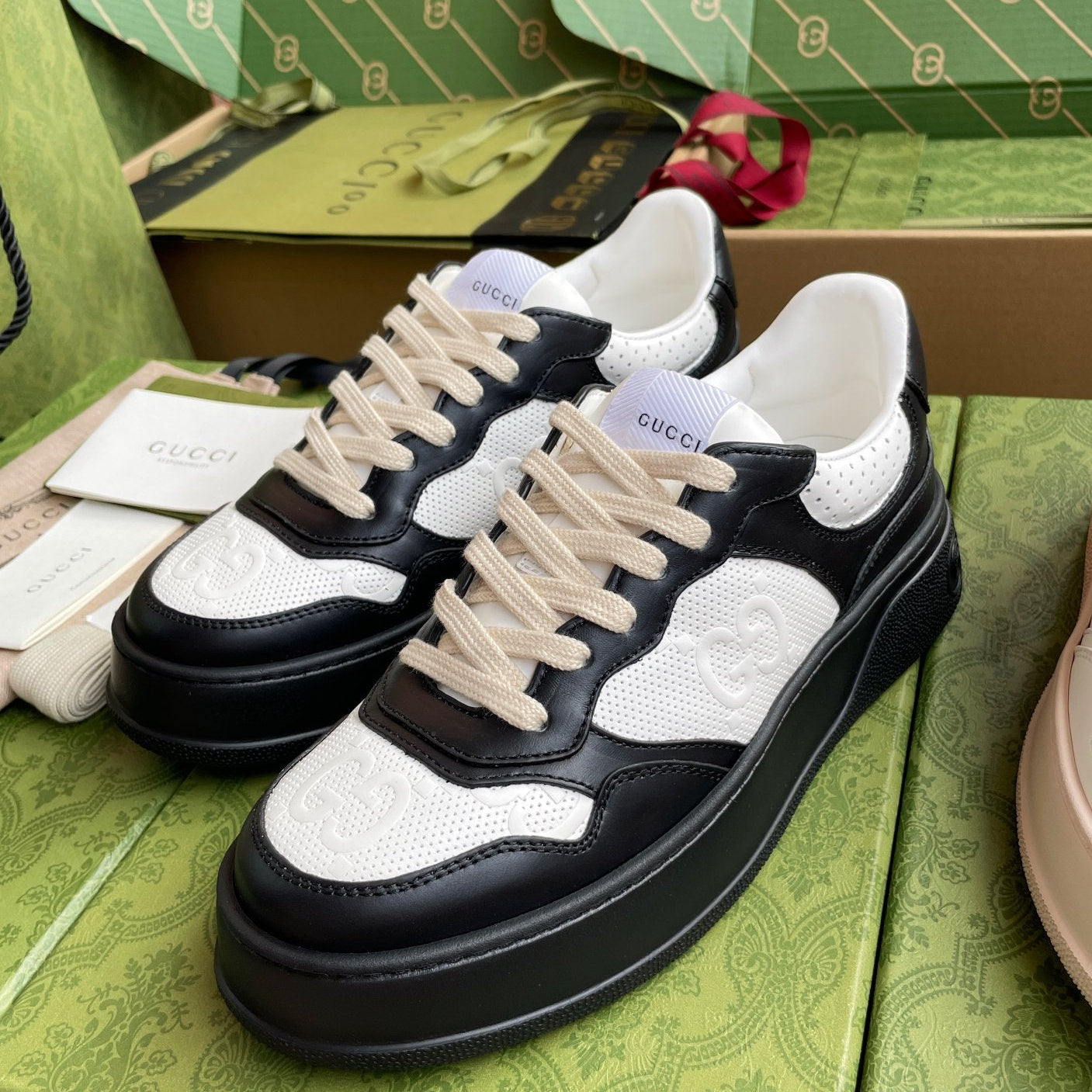 GG 26 Sneaker Black White Canvas Calfskin 632888