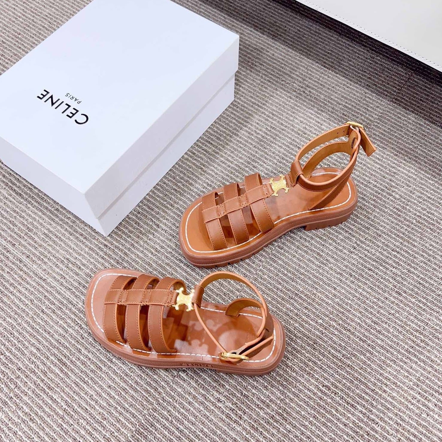 LYMPIA GLADIATOR SANDAL IN CALFSKIN TAN