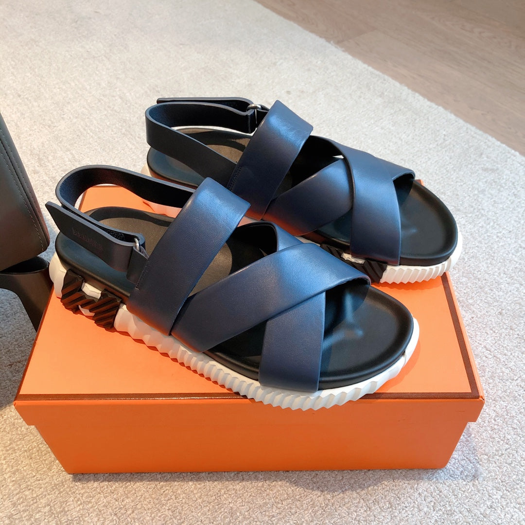 HM ELECTRIC SANDAL NAVY CALFSKIN