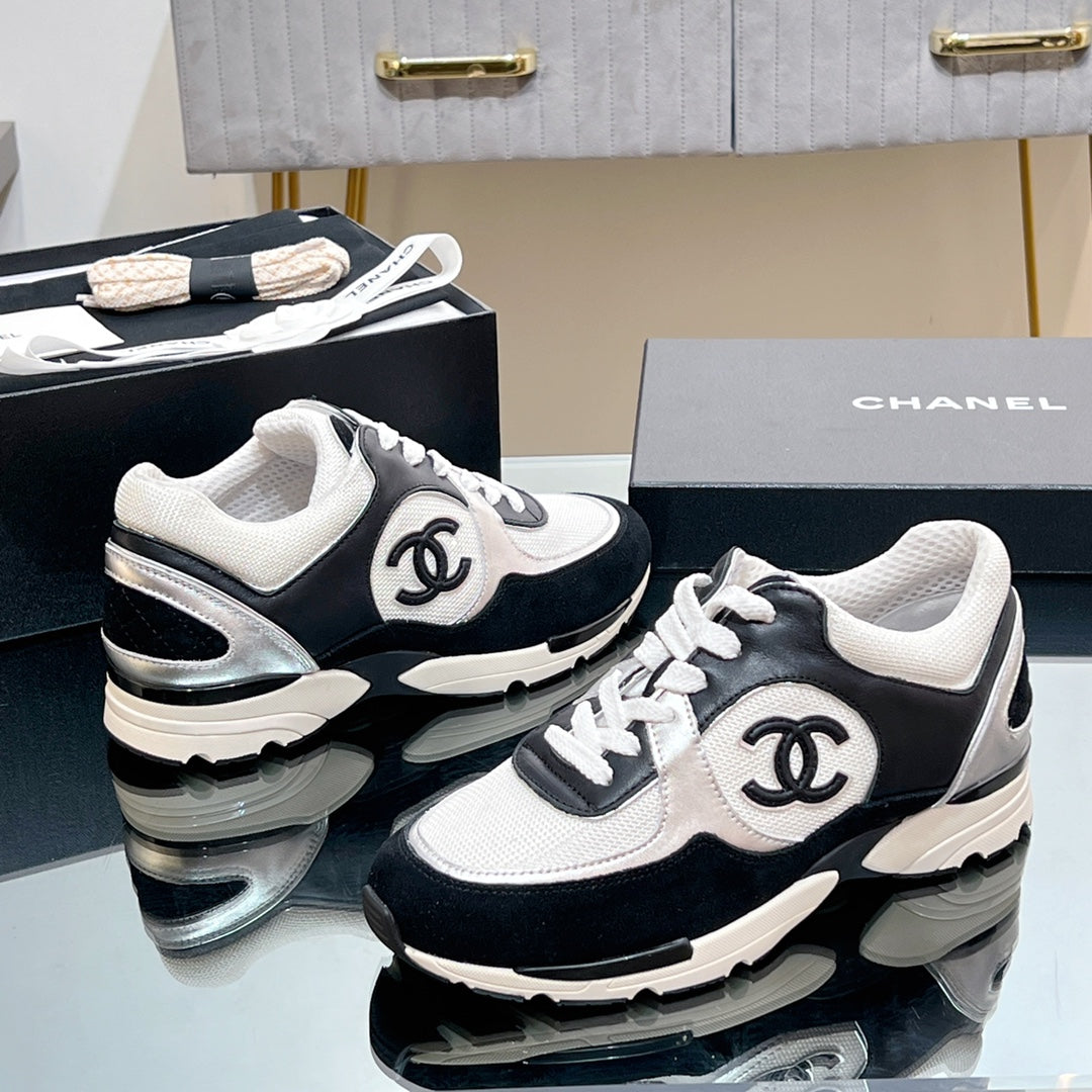CC Sneaker In Black Mesh Fabric Print Logo 149842