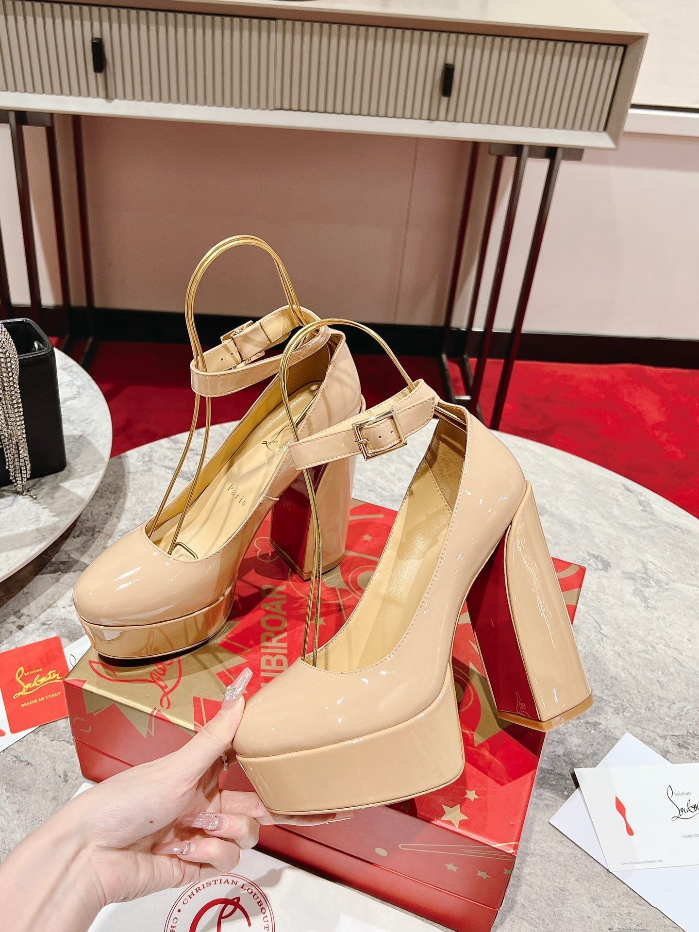 CL Platforms Movida Jane 130 mm Patent Leather Nude