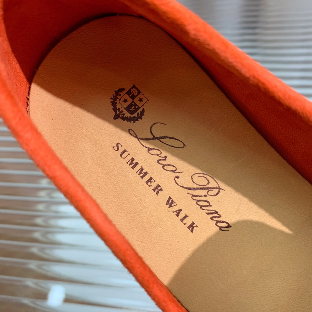 lp dot sole walk loafer orange suede